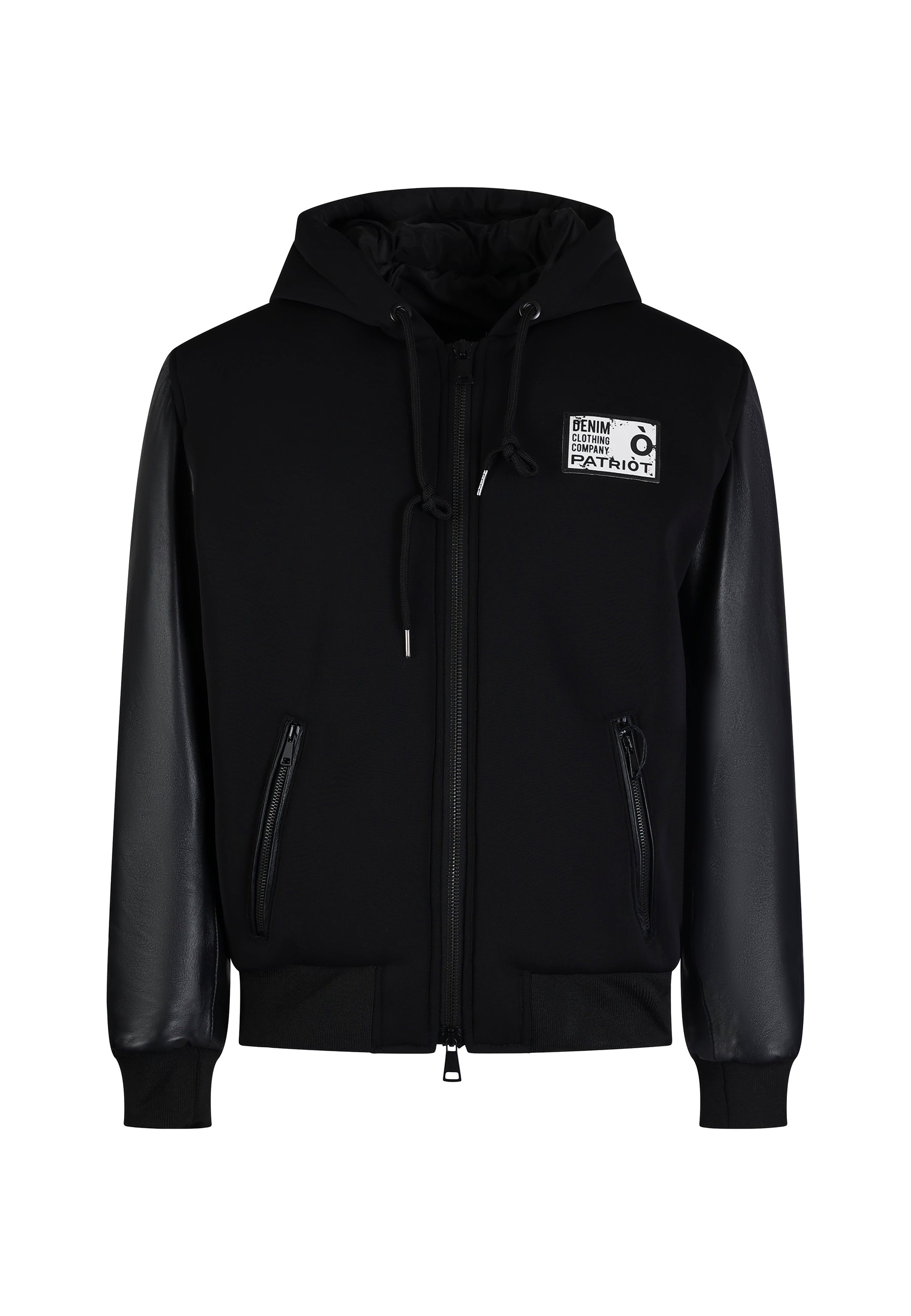 Bomber da Uomo con maniche in pelle e cappuccio