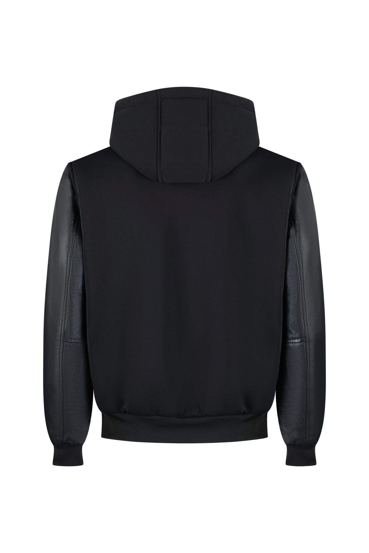 Bomber da Uomo con maniche in pelle e cappuccio